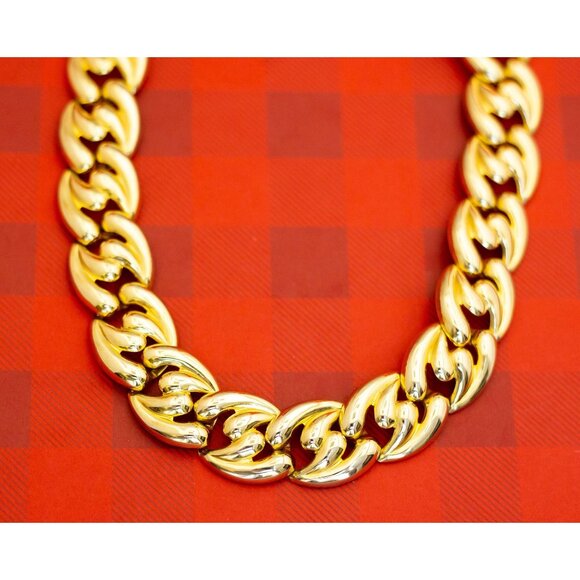 Vintage Thick Gold Tone Chain Necklace 18 Inches - O28 - Picture 1 of 3